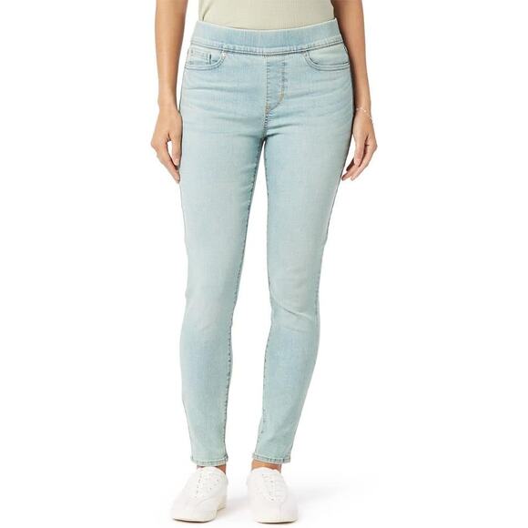 NWT Signature Levi Strauss Light Wash Blue Denim Pull-On Skinny Jeans 28 Long - Picture 1 of 2